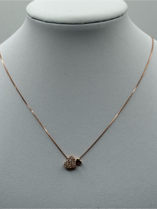 Jewelry - Sterling silver Rose Gold Heart Pendant Necklace with Pavé Accent